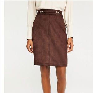 Faux Suede Belted A-Line Skirt